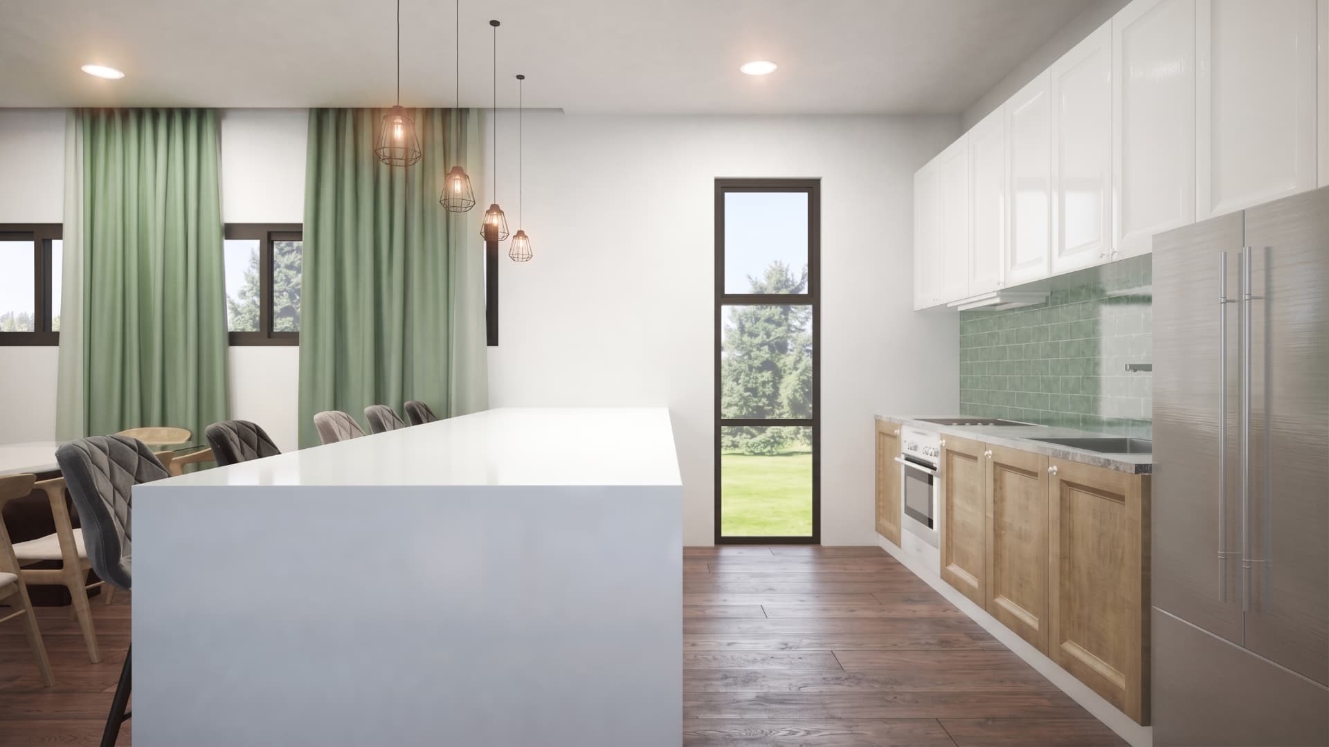 Proposed kitchen interior of the three-bedroom home