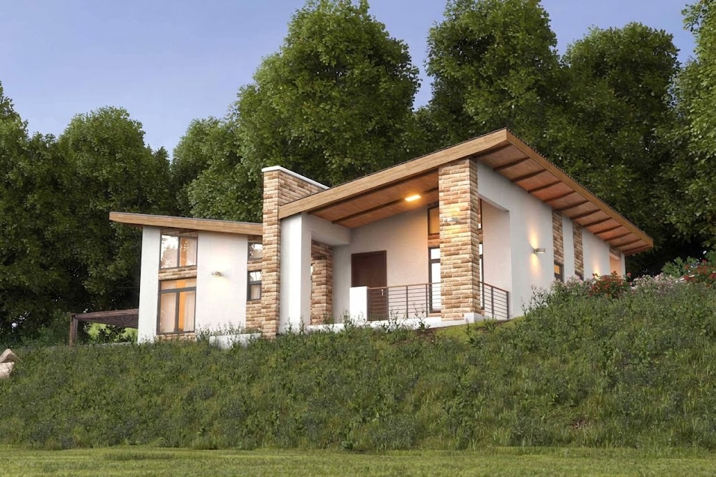 Stone Maison three-bedroom home viewed from its landscaped garden