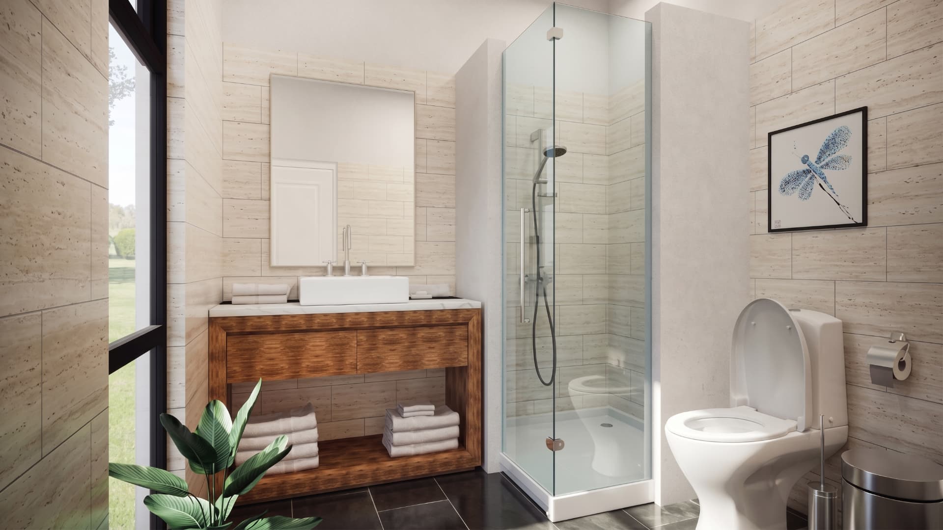 Proposed bathroom interior of the three-bedroom home