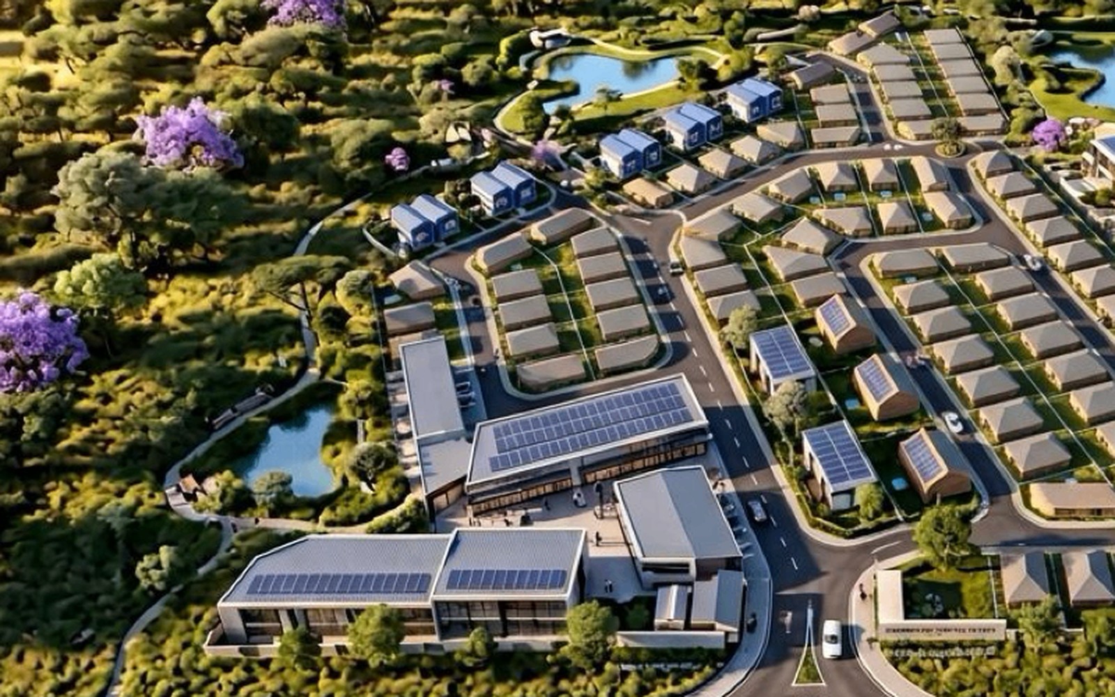 Aerial masterplan render of Samkange Castle Estate